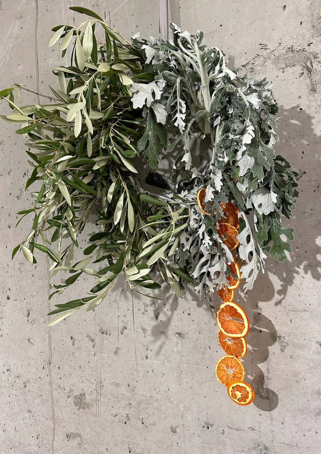 Couronne de Noël orange et olivier